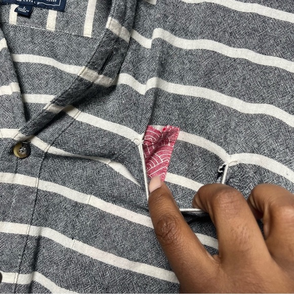 Roark Gray and White Striped Casual Button Down Shirt - Picture 5 of 10